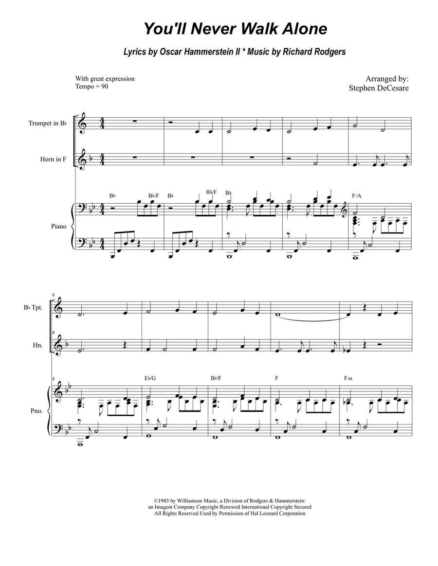 You'll Never Walk Alone Brass Duet scores gallery preview page 1