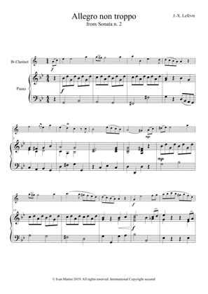 Book cover for Sonata for Clarinet N. 2 - I (Allegro) - J.X. Lefevre