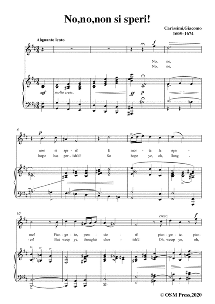 Carissimi-No,no,non si speri,in b minor,for Voice and Piano