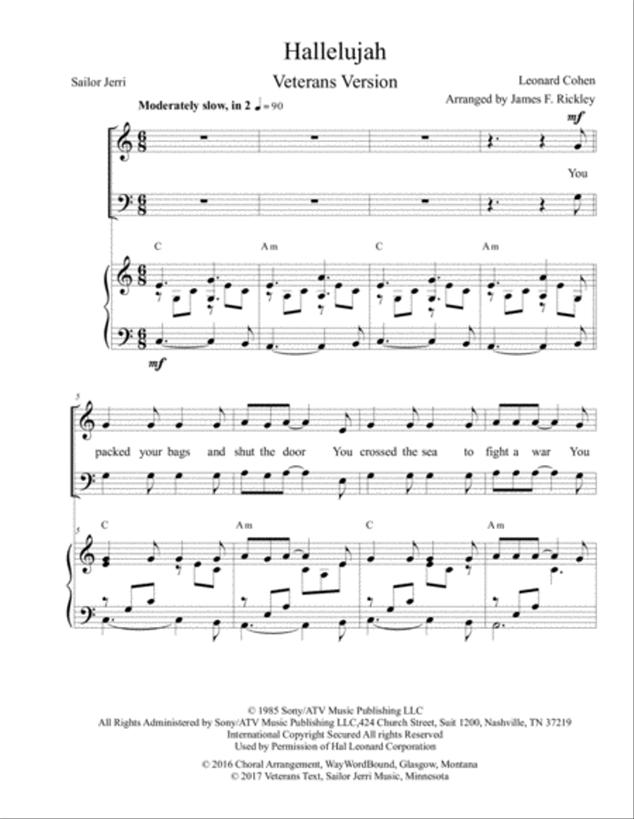 Hallelujah Hallelujah 4-Part scores gallery preview page 1