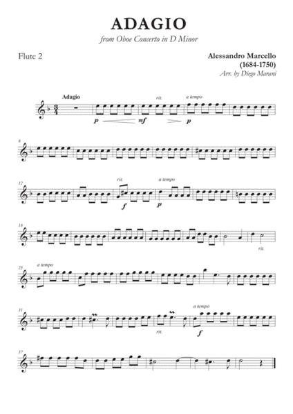 Marcello's Adagio for Flute Quartet image number null