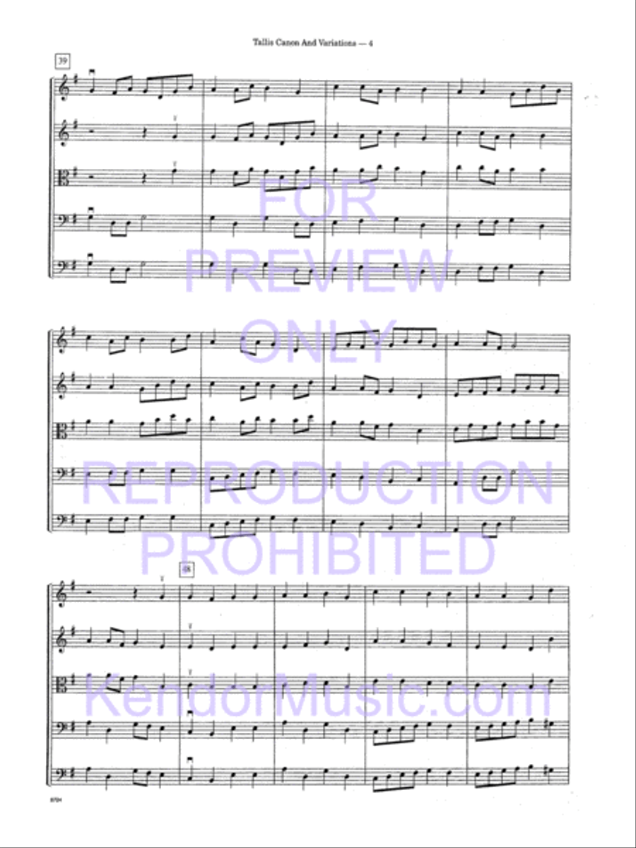 Tallis Canon And Variations (Full Score) String Orchestra scores gallery preview page 6