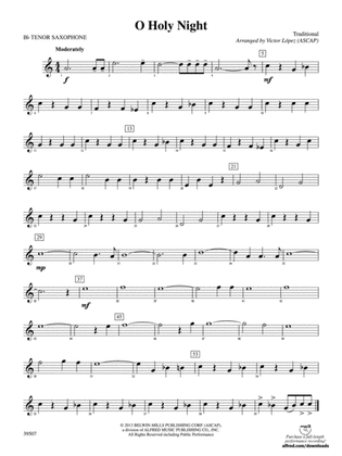 O Holy Night: B-flat Tenor Saxophone