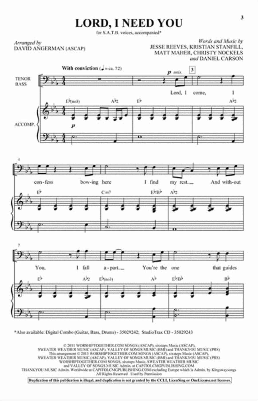 Lord, I Need You Lord, I Need You 4-Part scores gallery preview page 2