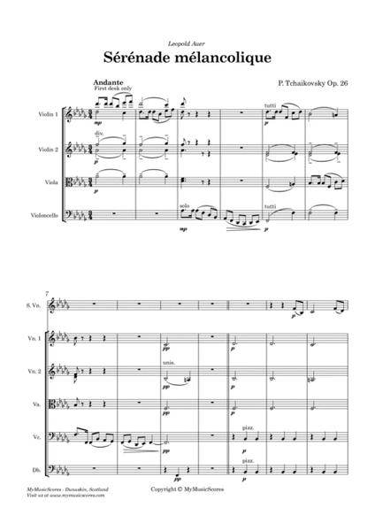 Tchaikovsky Serenade Melancolique Violin and String Orchestra image number null