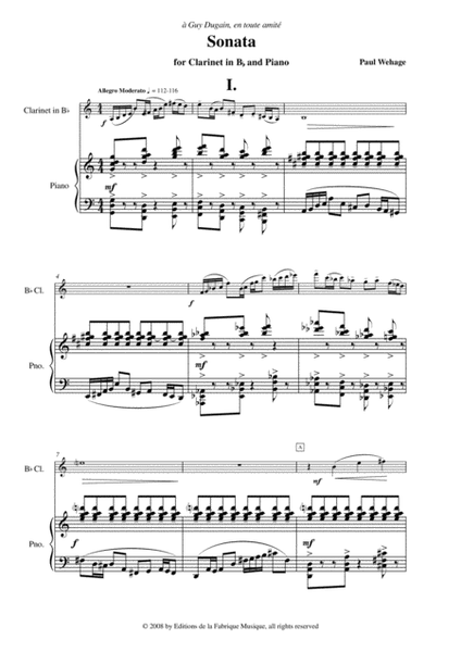 Paul Wehage: Sonata for Bb clarinet and piano