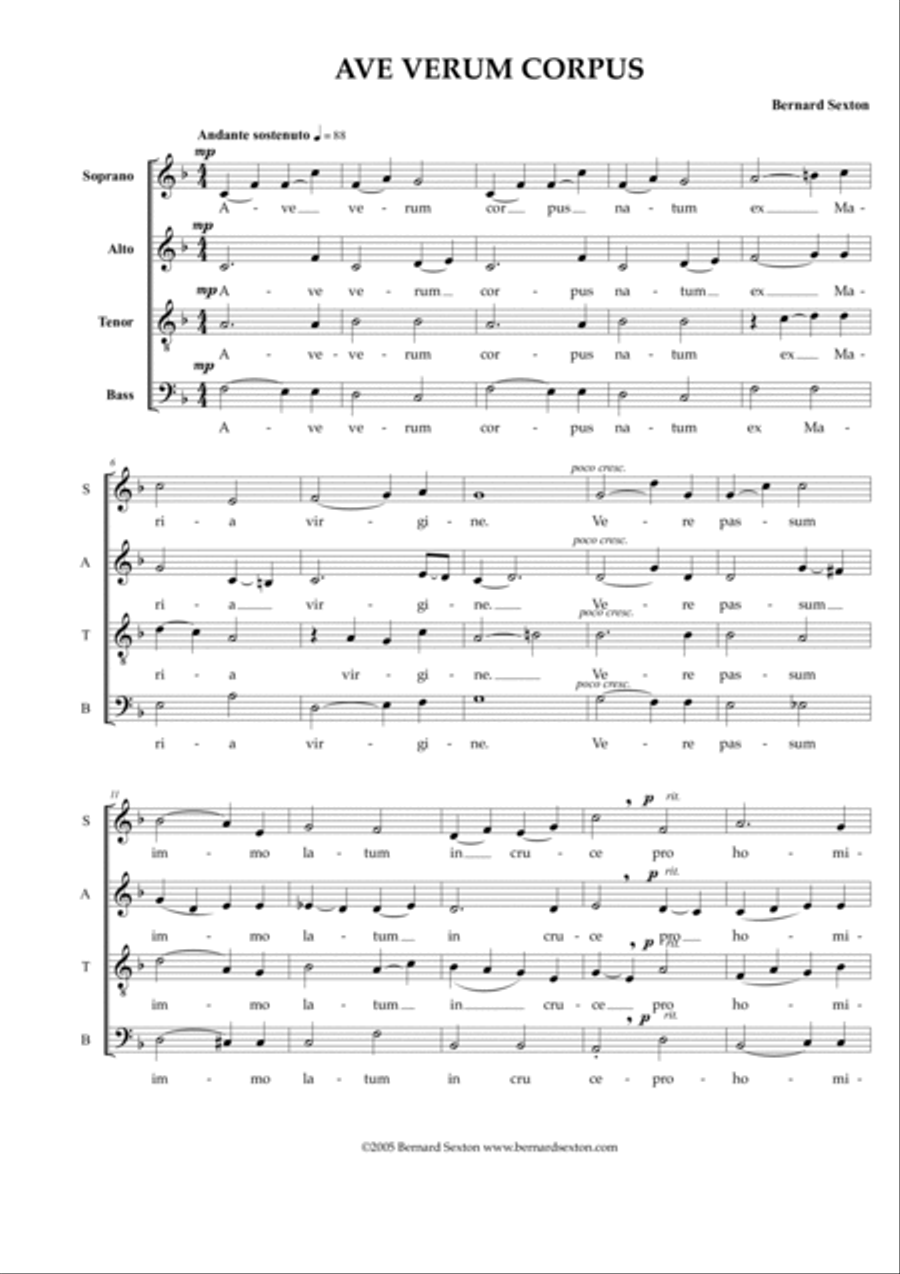 Ave Verum Corpus 4-Part scores gallery preview page 2