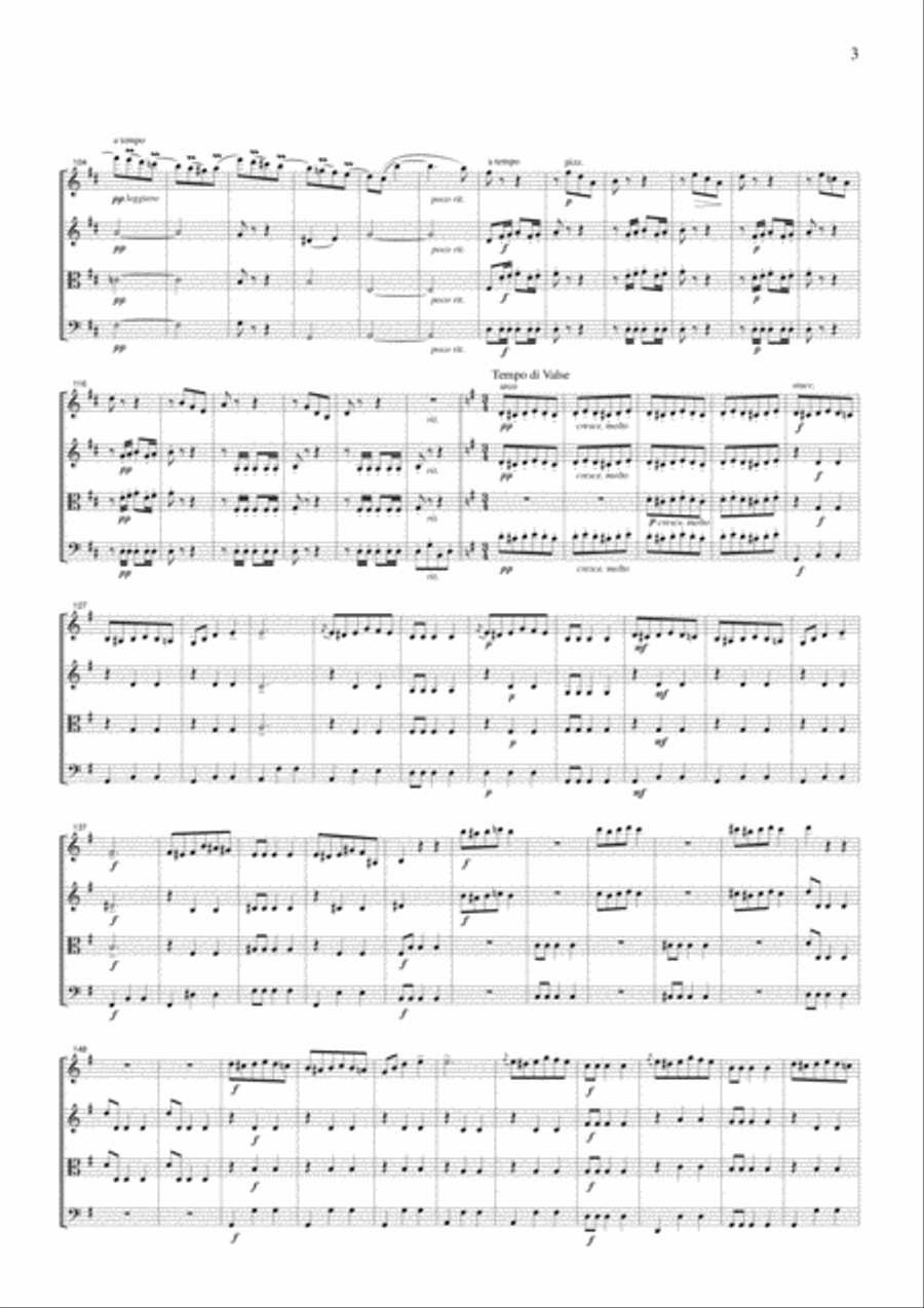J.Strauss Die Fledermaus (The Bat) Overture, for string quartet, CS107 String Quartet scores gallery preview page 3