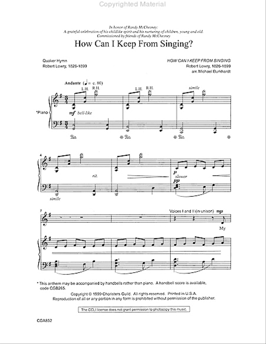 How Can I Keep From Singing? Unison Choir scores gallery preview page 2