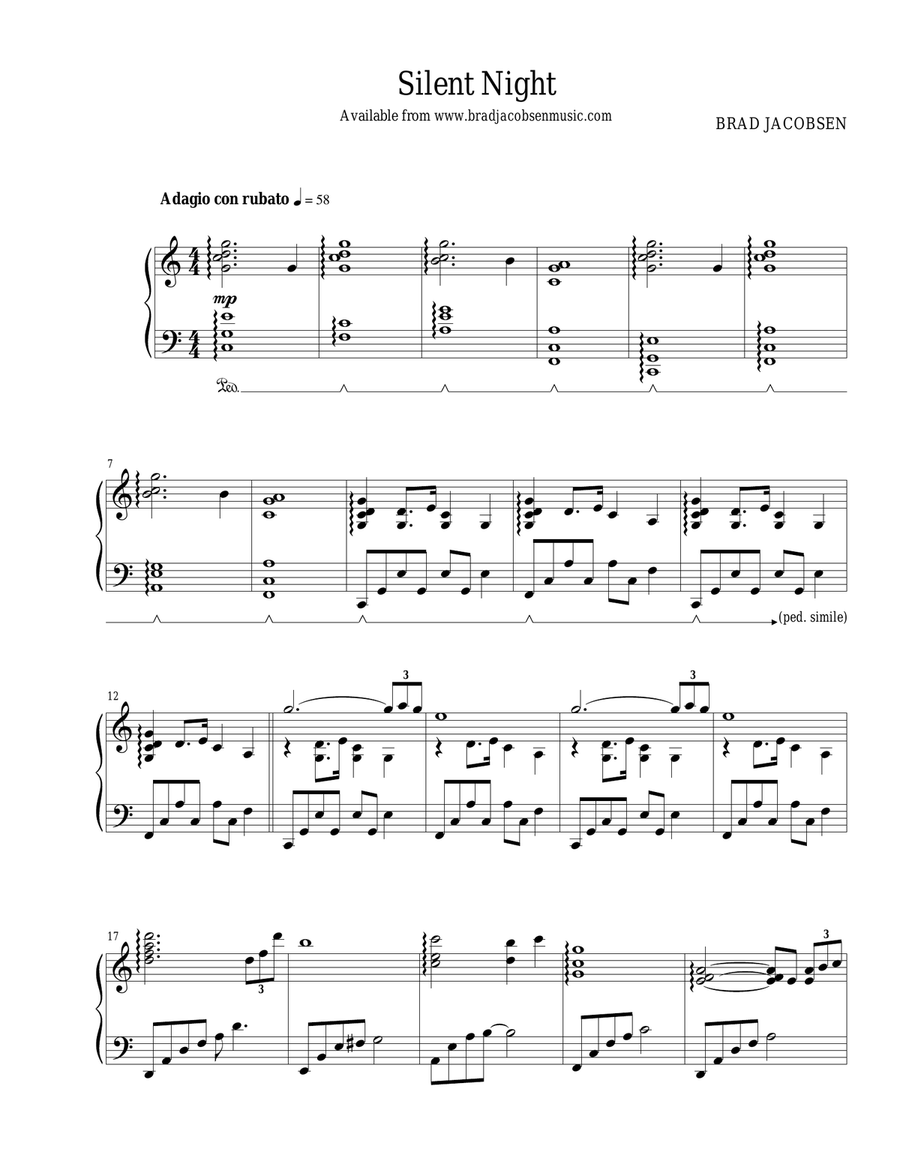 Silent Night Silent Night Piano Solo scores gallery preview page 1