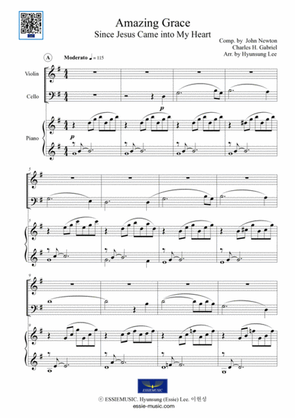 Amazing Grace for Piano Trio (Violin,Cello,Pno) image number null