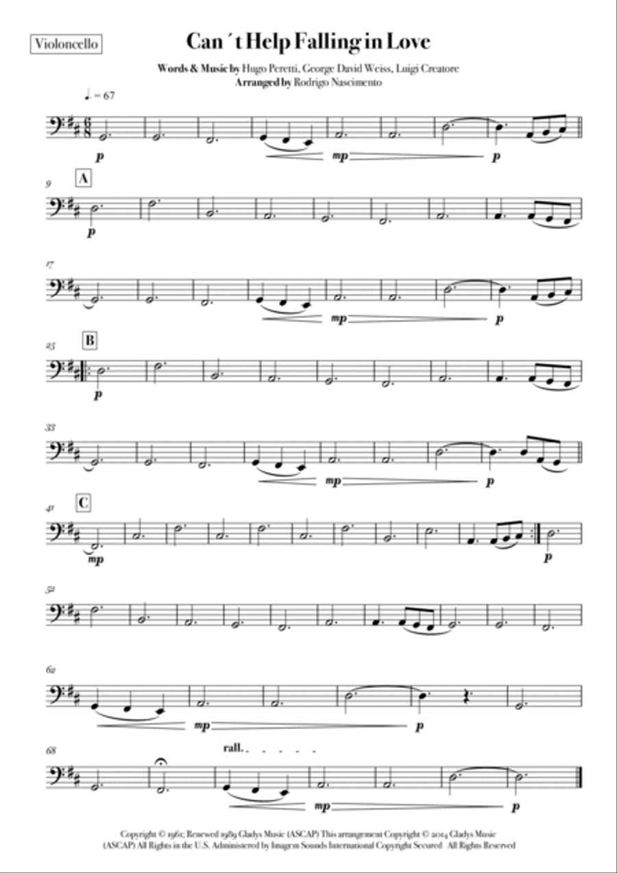 Can't Help Falling In Love String Quartet scores gallery preview page 4