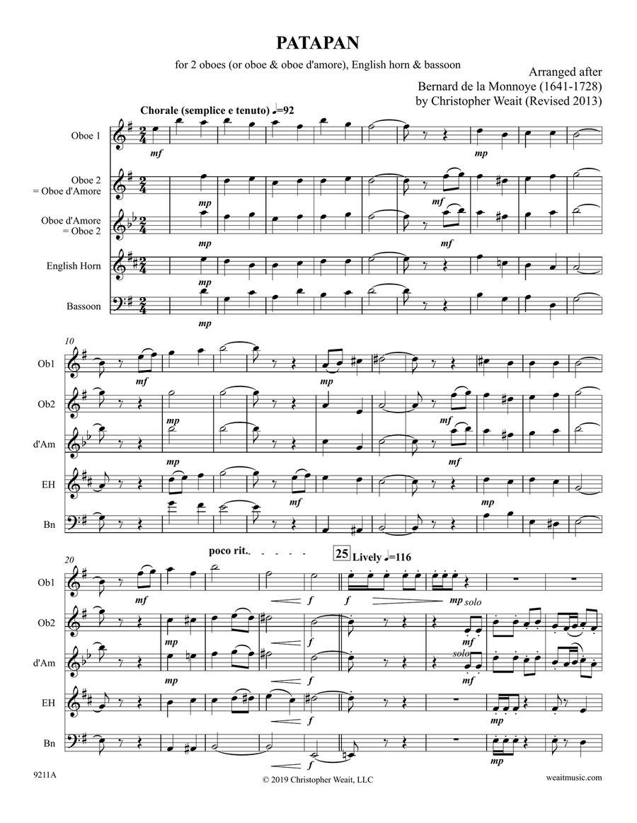 Patapan for 4 double reeds (3’12) Woodwind Quartet scores gallery preview page 1