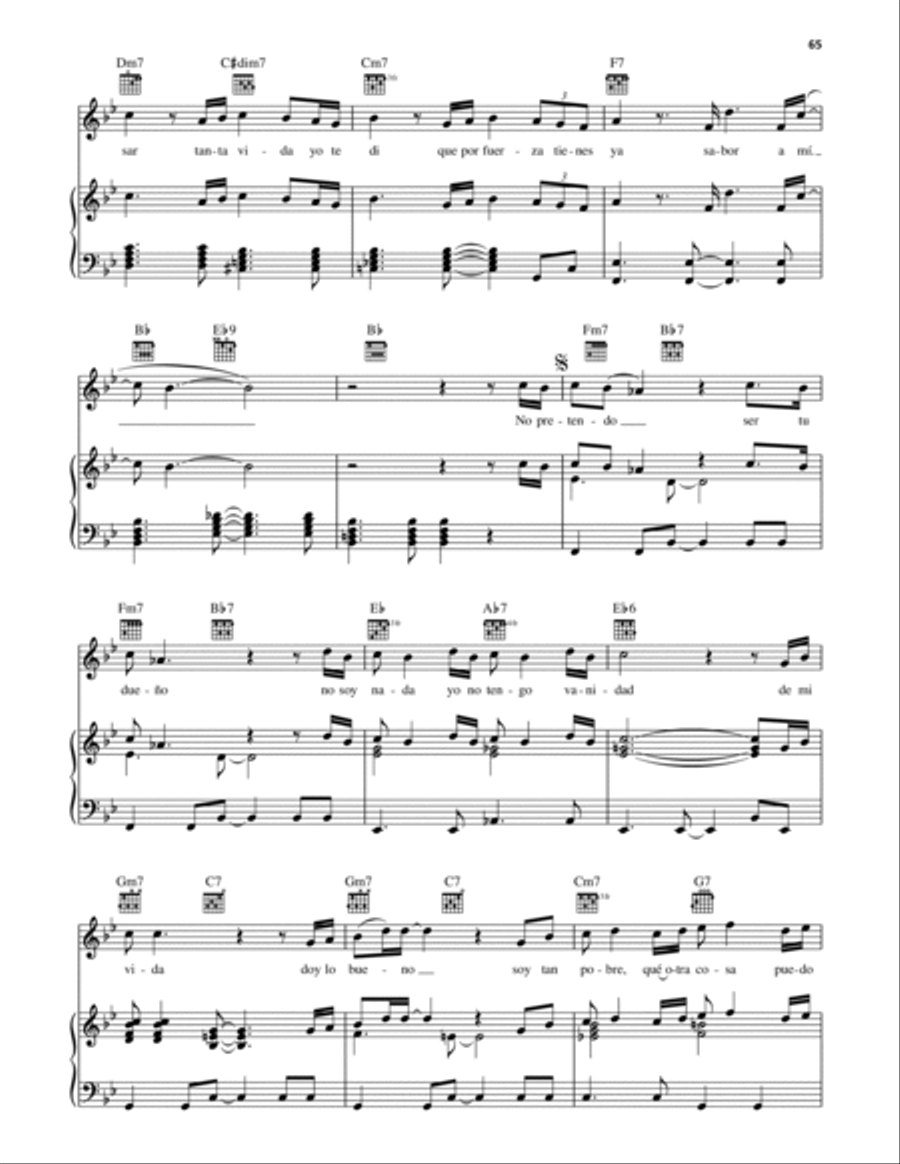 Sabor A Mi (Be True To Me) Piano, Vocal, Guitar scores gallery preview page 3