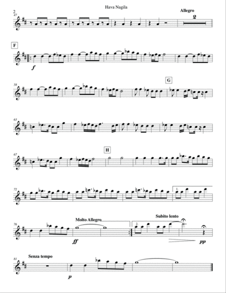 Hava Nagila for Clarinet Quartet image number null