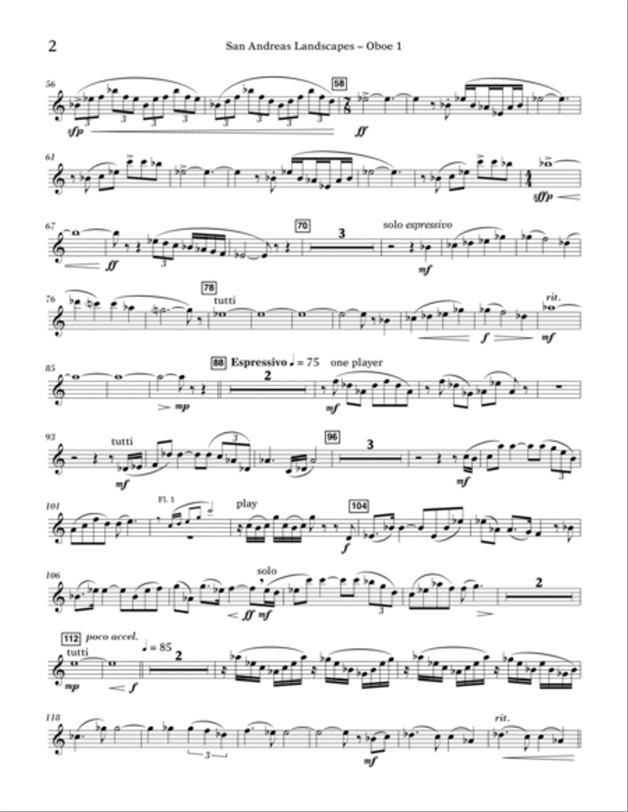 San Andreas Landscapes - Oboe 1 Oboe scores gallery preview page 2