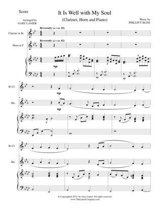 Book cover for IT IS WELL WITH MY SOUL (Trio - Bb Clarinet, Horn, Piano with Score and Parts)