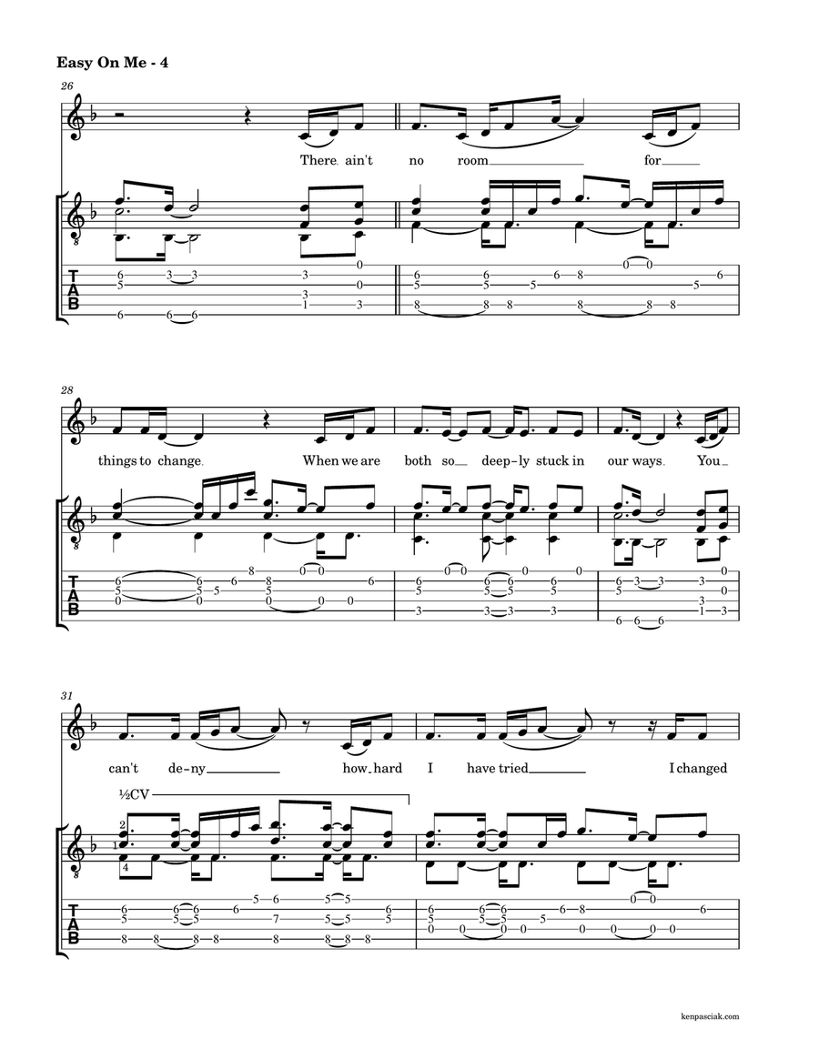 Easy On Me Acoustic Guitar scores gallery preview page 6