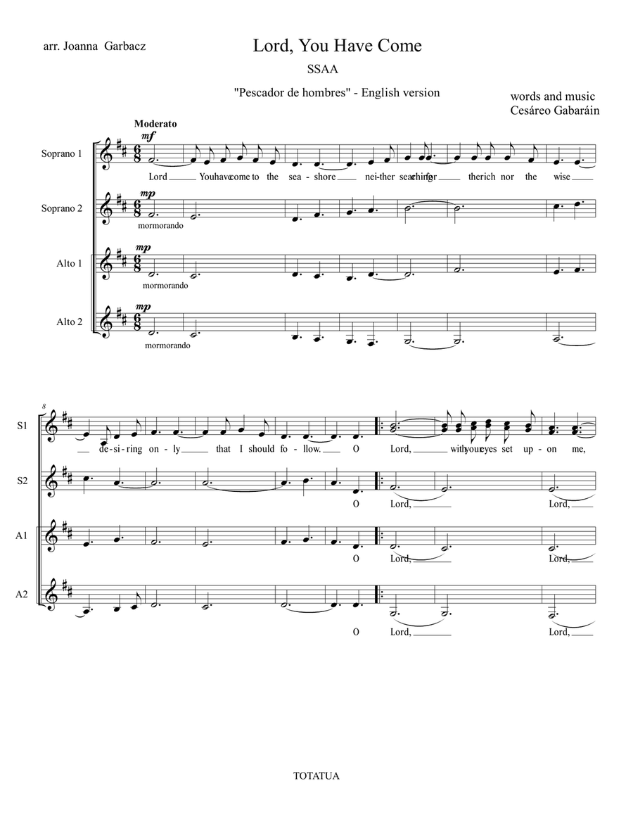 Lord, You Have Come SSAA scores gallery preview page 1