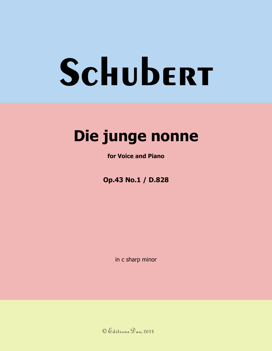 Die junge nonne, by Schubert, D.828, in c sharp minor Voice scores gallery preview page 1