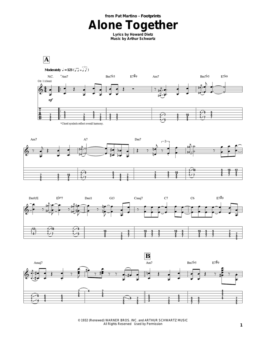 Alone Together Electric Guitar scores gallery preview page 1