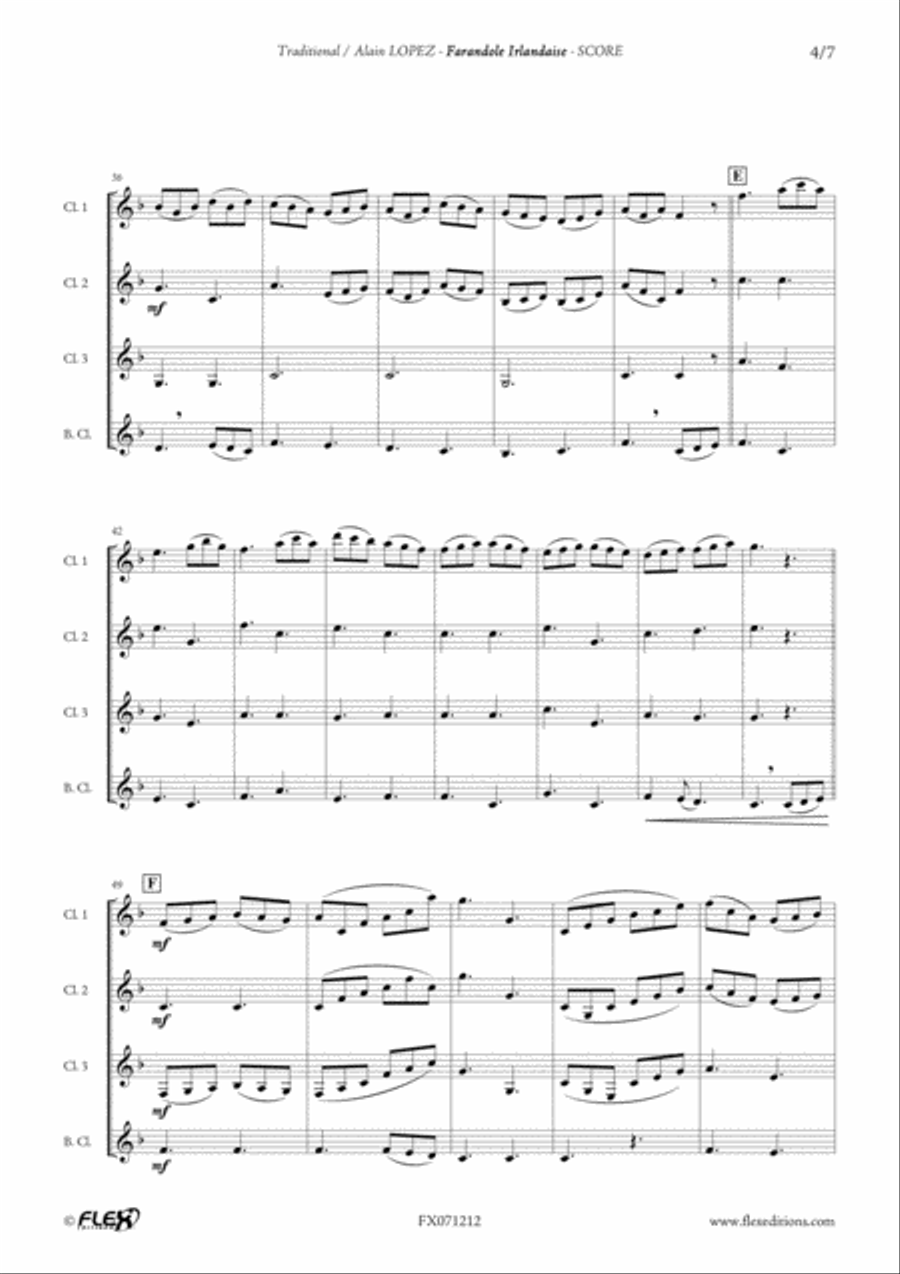 Farandole Irlandaise Farandole Irlandaise Clarinet Quartet scores gallery preview page 4