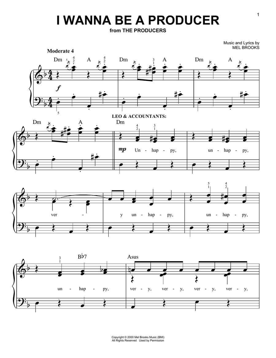 I Wanna Be A Producer Easy Piano scores gallery preview page 1