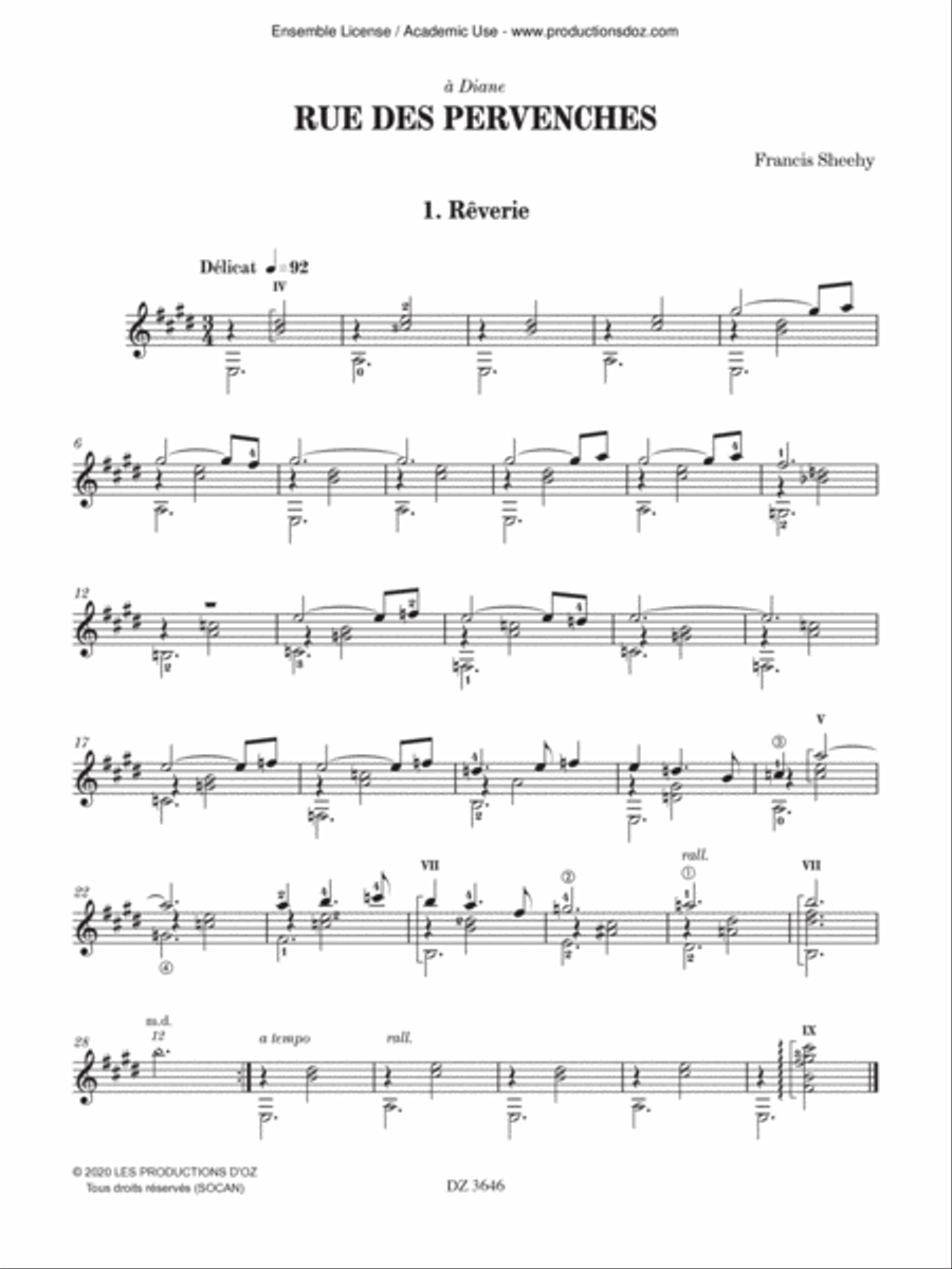 Rue des Pervenches Rue des Pervenches Classical Guitar scores gallery preview page 2