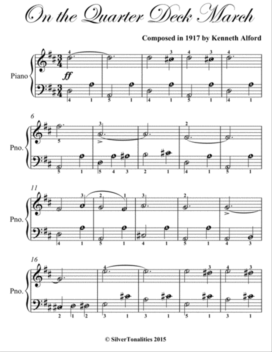 On the Quarter Deck March Easy Piano Sheet Music Easy Piano scores gallery preview page 2