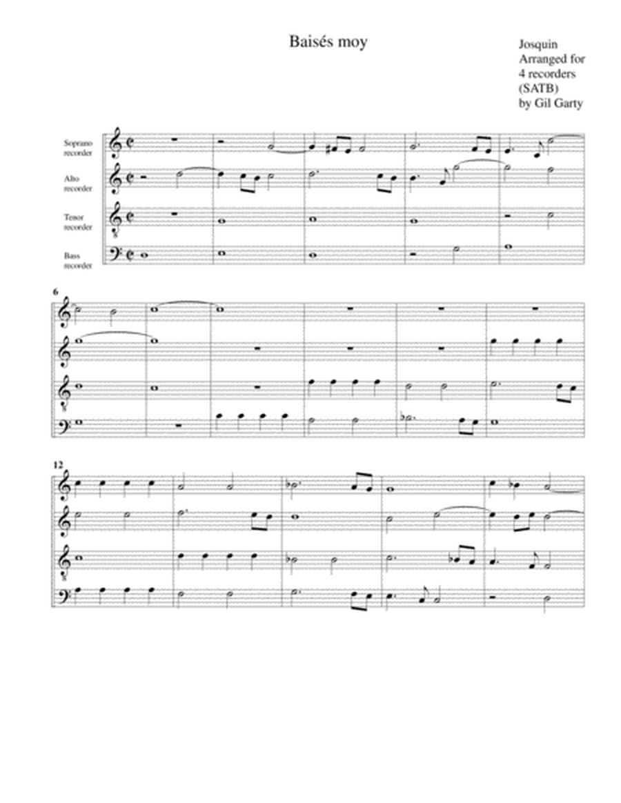 Baisés moy a4 (arrangement for 4 recorders)