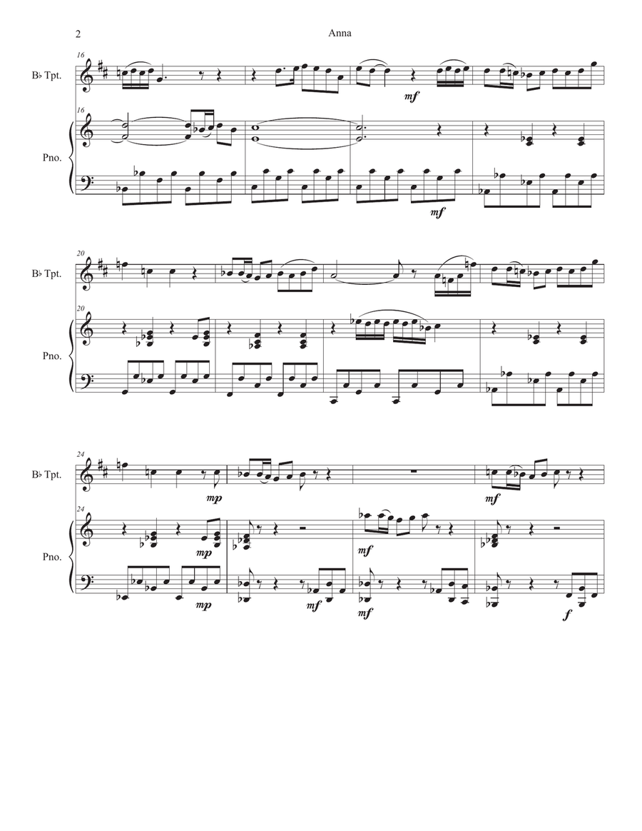 Anna (Bb-Trumpet solo and Piano) Trumpet Solo scores gallery preview page 4