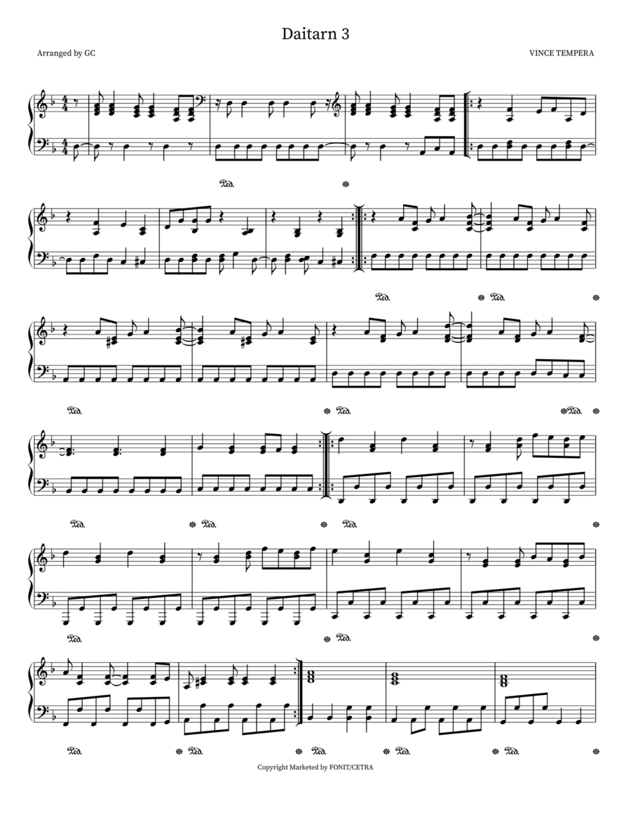 Daitarn 3 Piano Solo scores gallery preview page 1