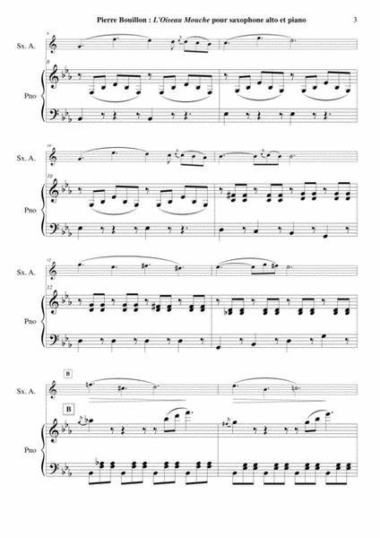 Pierre Bouillon: L'Oiseau-Mouche (The Humming Bird) for alto saxophone and piano