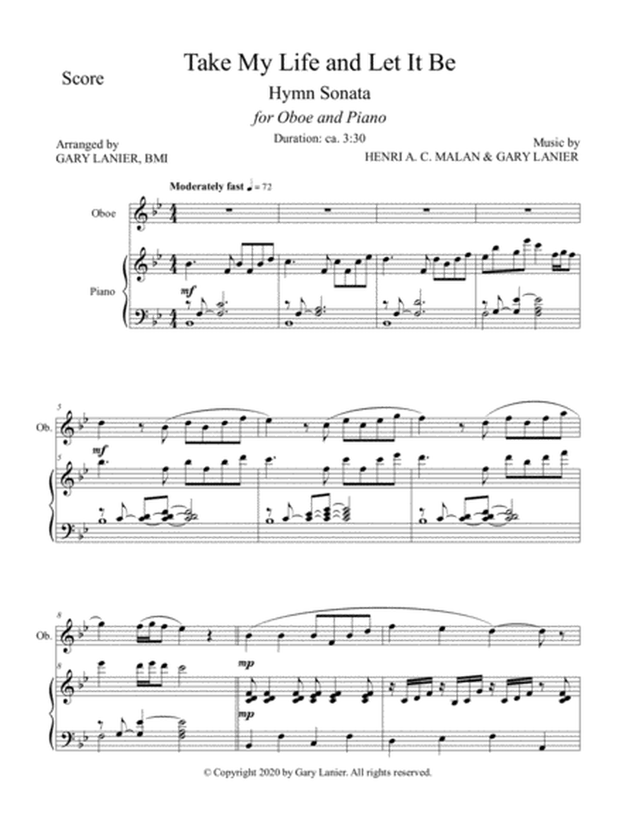 TAKE MY LIFE AND LET IT BE Hymn Sonata (for Oboe and Piano with Score/Part) image number null