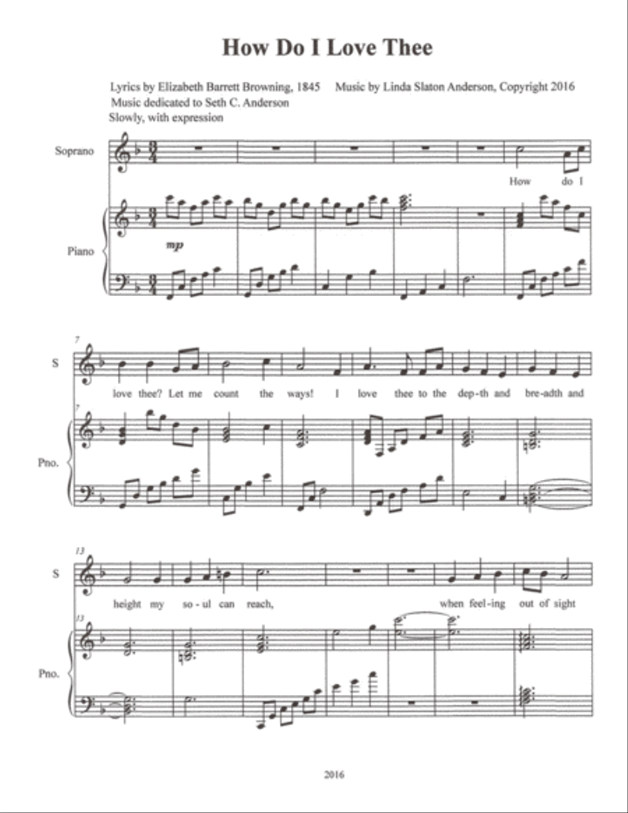 How Do I Love Thee Soprano Voice scores gallery preview page 1