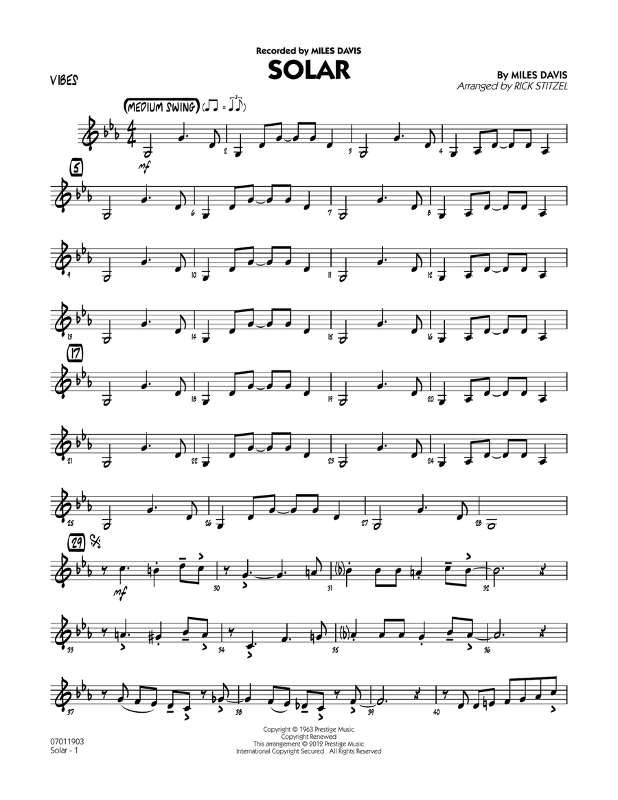 Solar - Vibes Jazz Ensemble scores gallery preview page 1