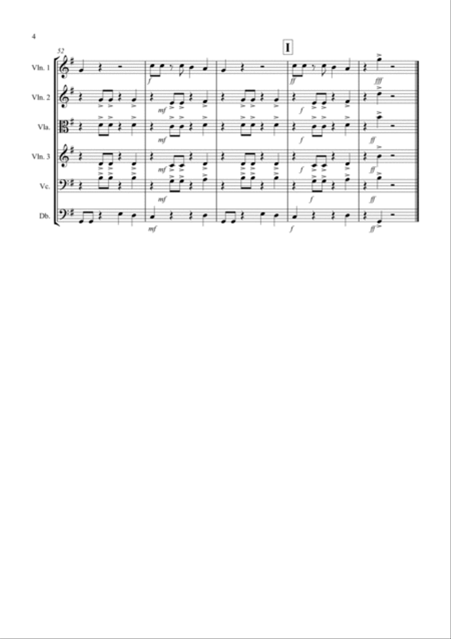 Burnie's Reggae for String Orchestra String Quartet scores gallery preview page 4