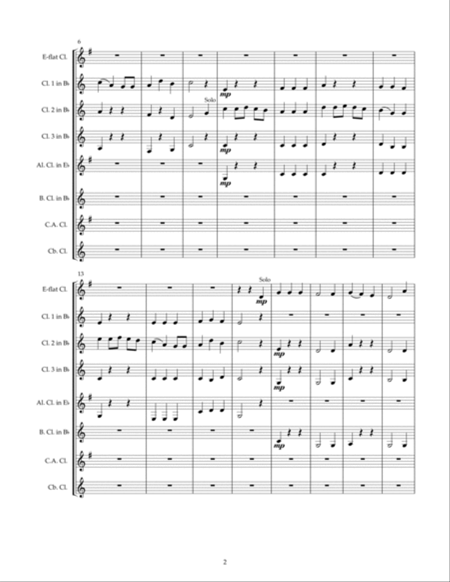 We Wish You a Merry Christmas, for Clarinet Choir Clarinet Choir scores gallery preview page 2