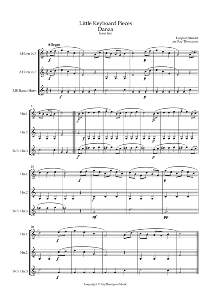 Mozart (Leopold): Little Keyboard Pieces from Notenbuch für Wolfgang- Danza - horn trio image number null