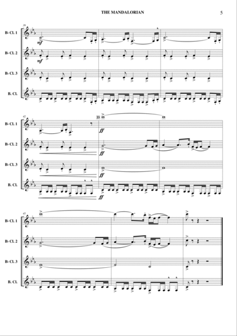 The Mandalorian Clarinet Quartet scores gallery preview page 6