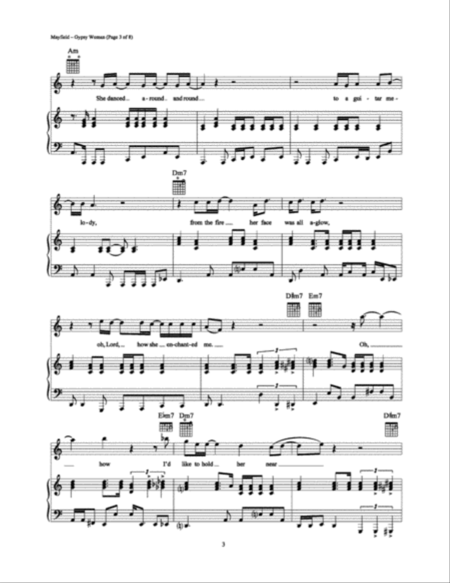 Gypsy Woman Piano, Vocal, Guitar scores gallery preview page 3