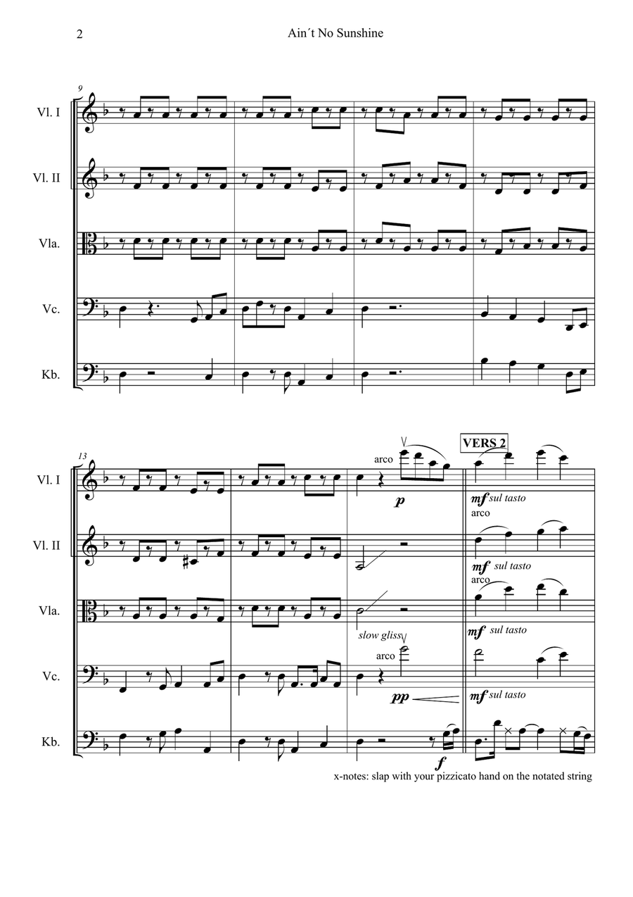 Ain't No Sunshine String Orchestra scores gallery preview page 2