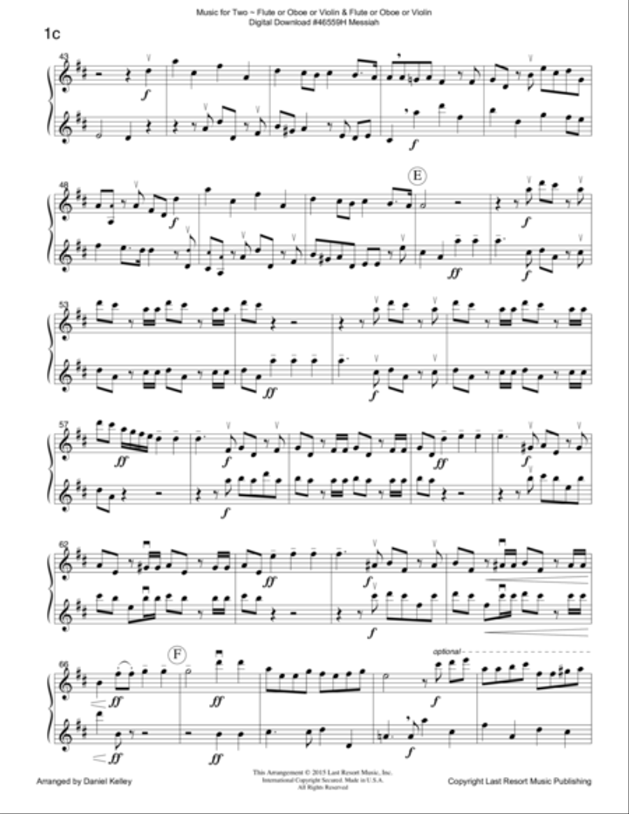 Handel's Messiah - Duet - for Flute or Oboe or Violin & Flute or Oboe or Violin - Music for Two Small Ensemble scores gallery preview page 4