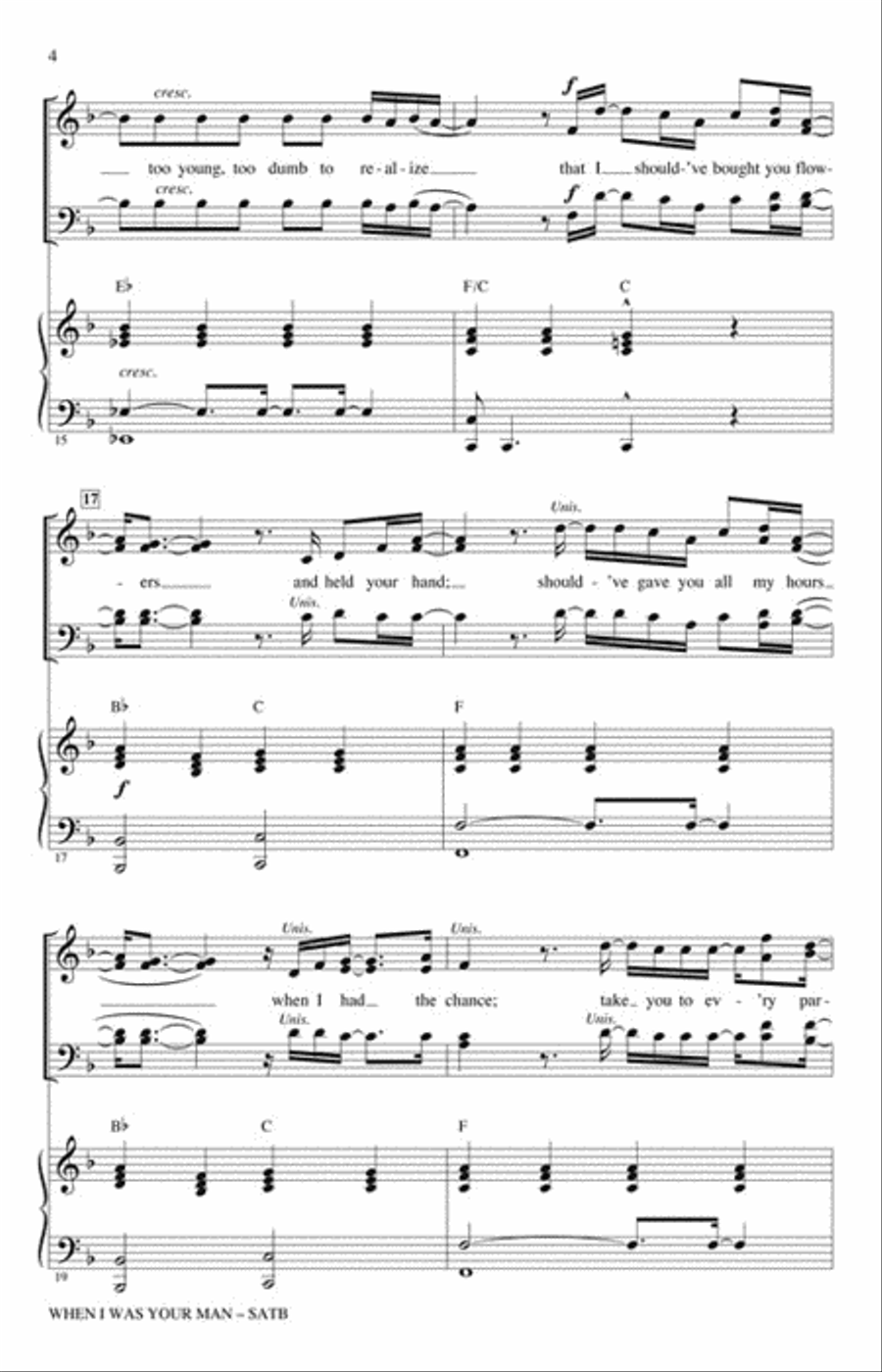 When I Was Your Man 4-Part scores gallery preview page 2