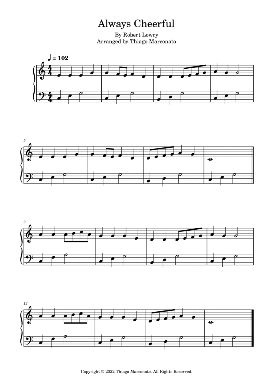 Always Cheerful Easy Piano scores gallery preview page 1