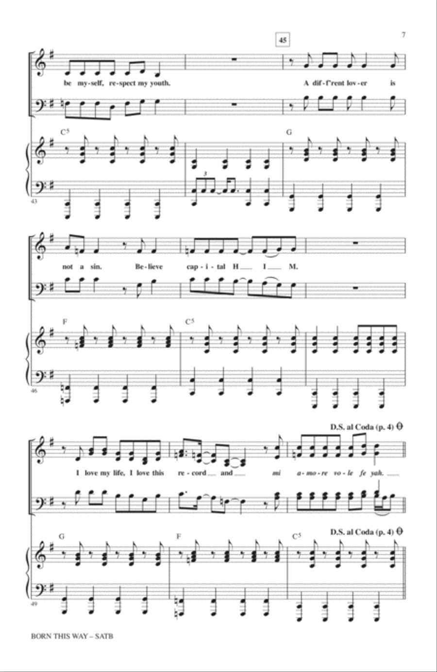 Born This Way 4-Part scores gallery preview page 6