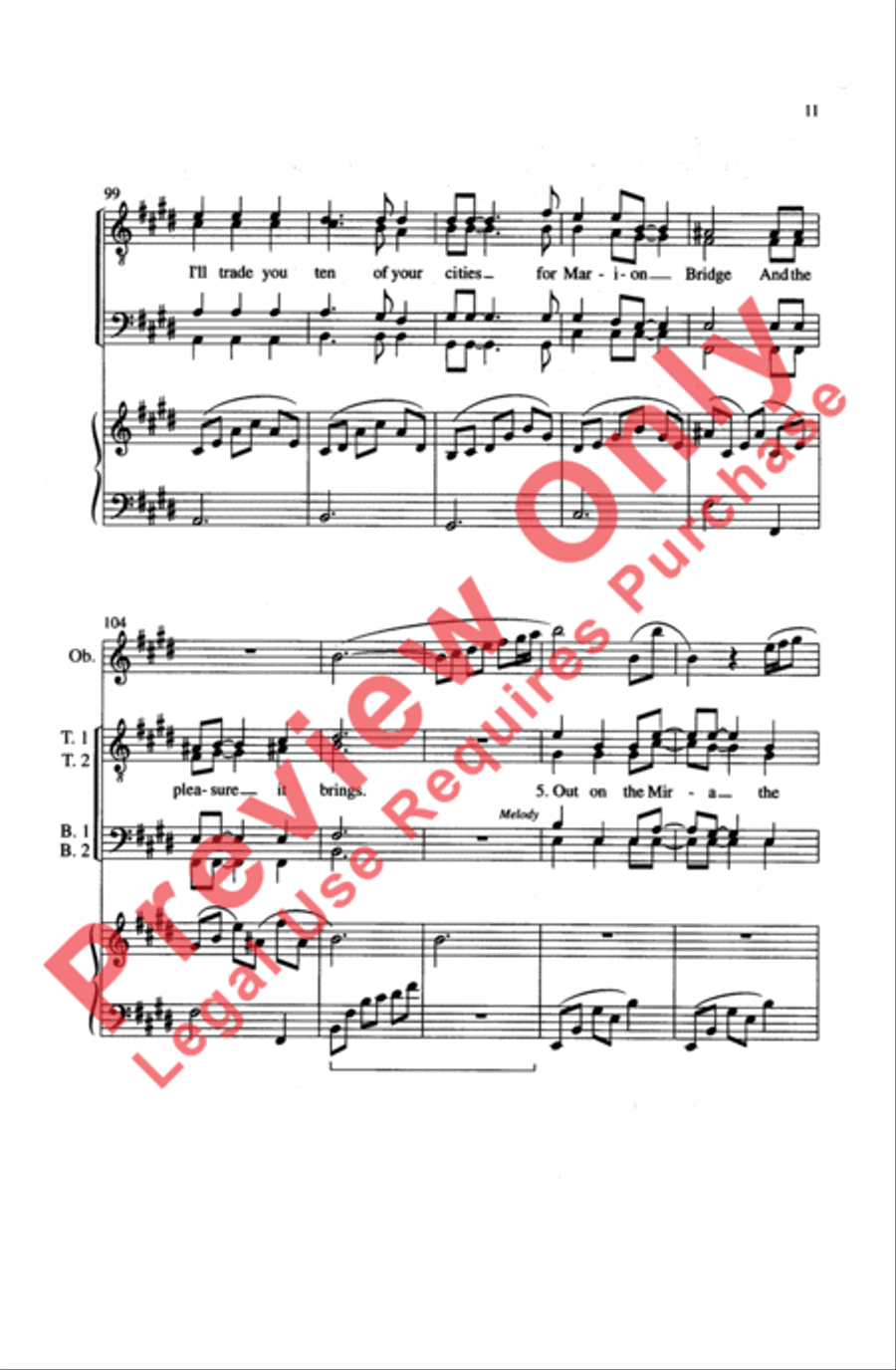 Song for the Mira Men's Choir scores gallery preview page 11