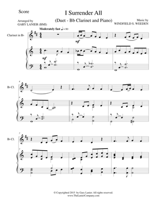 Book cover for I SURRENDER ALL (Duet – Bb Clarinet and Piano/Score and Parts)