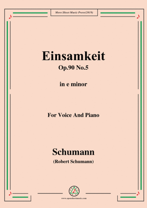 Book cover for Schumann-Einsamkeit,Op.90 No.5,in e minor,for Voice&Piano