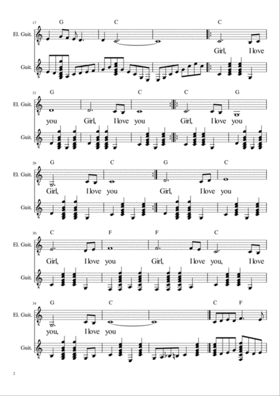 I Love You, Girl Guitar Solo scores gallery preview page 2
